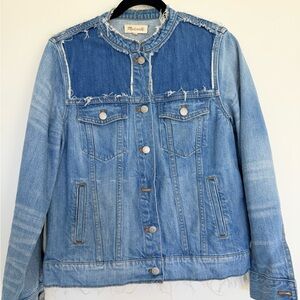 Madewell Collarless Light and Dark Contrast Women's  Denim Jacket Size Large